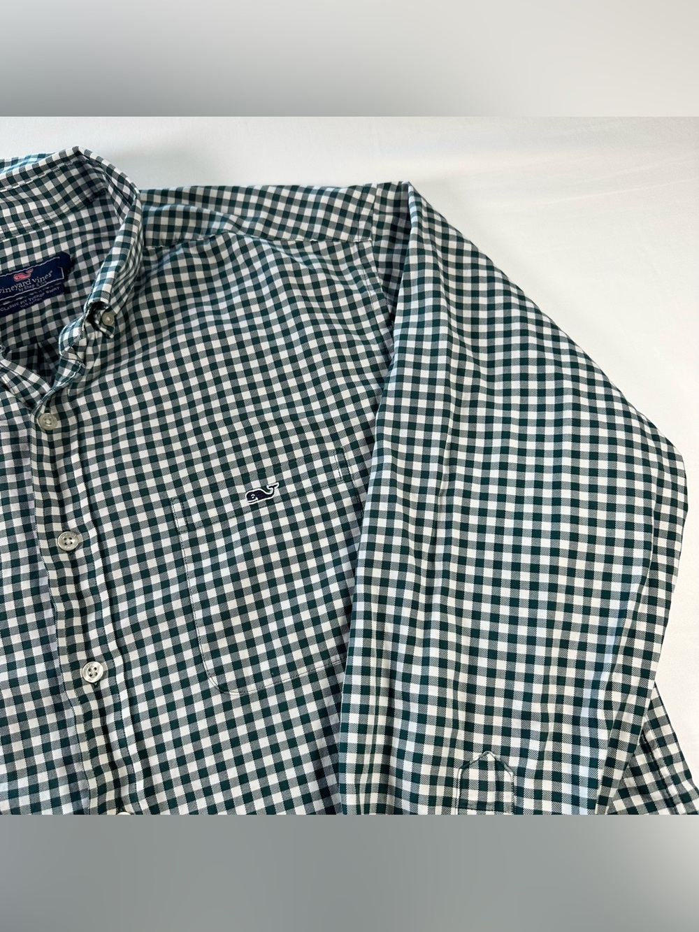 Vineyard Vines Tucker Shirt Mens L Green Gingham Classic Fit Cotton Button Down - Picture 4 of 13